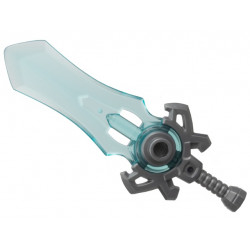 Minifigure, Weapon Sword Large with Molded Trans-Light Blue Blade Pattern: {сребърно метален}