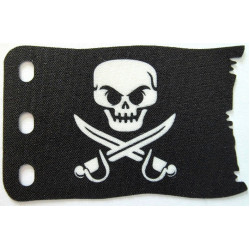 Cloth Flag 7 x 5 Jagged Edge with Skull and Crossed Cutlasses (Jolly Roger) Pattern on Both Sides: {черен}