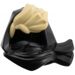 Minifigure, Headgear Hood, Tied on Side, Molded Tan Hair Tuft Pattern: {черен}