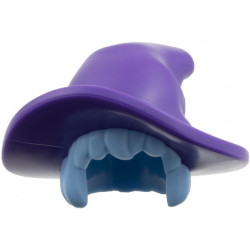 Minifigure, Hair Combo, Hair with Hat, Shoulder Length with Molded Dark Purple Floppy Witch Hat Pattern: {светло кралско син}