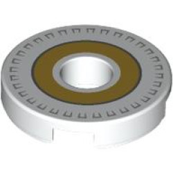 FLAT TILE 2X2, ROUND, W/ HOLE, NO. 18: {бял}