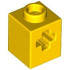Technic, Brick 1 x 1 with Axle Hole: {ярко жълт}