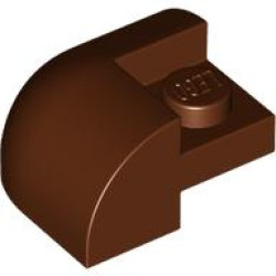 BRICK,2X2X1,BOW OUTSIDE CORNER,W/ CUTOUT: {червеникаво-кафяв}