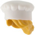 Minifigure, Hair Combo, Hat with Hair, Chef Toque with Molded Ochre Yellow Hair in Bun Pattern: {бял}