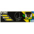 Tile 2 x 6 with White 'VINI JR.' and Signature, Blue, Bright Green and Yellow Portrait and Brazilian Flag Colors on Black Background Pattern: {бял}