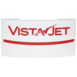 Slope, Curved 4 x 2 x 2/3 Double with Red Stripe and 'VISTAJET' Logo Pattern: {бял}