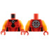 Torso Black Collar, Circle, X in Light Bluish Gray Circle, Dark Red Panel Lines, Gear on Back Pattern / Orange Arms / Red Hands: {ярко червен}