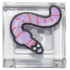 Tile 1 x 1 with Bright Pink Worm, Coral Stripes, White Eyes, Black Outline Pattern: {прозрачен}