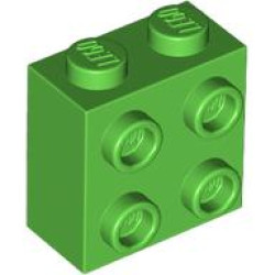 BRICK 1X2X1 2/3 W/4 KNOBS: {ярко зелен}