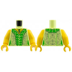 Torso Female, Yellow Neck, Silver Pendant, Bright Green Leaves, Silver Filigree Pattern / Yellow Arms / Yellow Hands: {пролетно жълто-зелен}