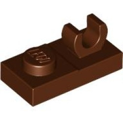 Plate, Modified 1 x 2 with Open O Clip on Top: {червеникаво-кафяв}