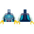 Torso Wetsuit Metallic Pink Strips and Dots, White R Logo, Medium Azure Trim Pattern / Light Aqua Arms / Yellow Hands: {земно син}