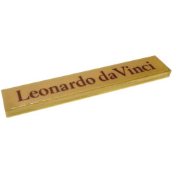 Tile 1 x 6 with Reddish Brown 'Leonardo da Vinci' Pattern: {тухлено жълт}