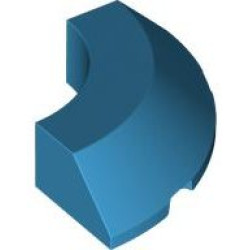Brick, Round Corner 4 x 4 with Slope 45 Edge without Studs: {тъмно небесносин}