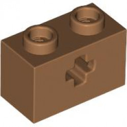 BRICK 1X2 WITH CROSS HOLE: {умерен нуга}