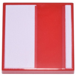 Tile 2 x 2 with White Rectangle and Line Pattern: {ярко червен}