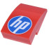 Slope, Curved 3 x 2 with Blue and White Circle 'hp' Logo Pattern: {ярко червен}