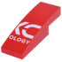 Slope, Curved 3 x 1 x 2/3 with White 'XC' and 'OLOGY' (DXC Technology) Logo Pattern Model Right Side: {ярко червен}