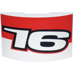 Slope, Curved 6 x 4 Double with Number 16 with Black Outline and Red Angled Panel Pattern Model Right Side: {бял}