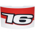 Slope, Curved 6 x 4 Double with Number 16 with Black Outline and Red Angled Panel Pattern Model Right Side: {бял}