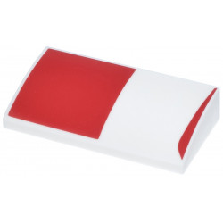 Slope, Curved 2 x 4 x 2/3 with Bottom Tubes with Red Square and Curved Line Pattern Model Right Side: {бял}