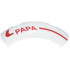 Brick, Round Corner 4 x 4 without Studs with Red Curved Line and 'PAPA' Pattern Model Left Side: {бял}