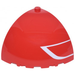 Panel 5 x 5 x 3 1/3 Corner Convex with Curved Top with White Angled Line Pattern Model Right Side: {ярко червен}