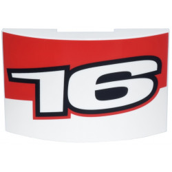 Slope, Curved 6 x 4 Double with Number 16 with Black Outline and Red Angled Panel Pattern Model Left Side: {бял}