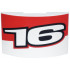 Slope, Curved 6 x 4 Double with Number 16 with Black Outline and Red Angled Panel Pattern Model Left Side: {бял}