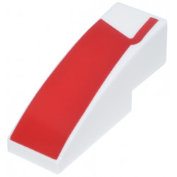 Slope, Curved 3 x 1 with Red Panel and Line Pattern Model Left Side: {бял}