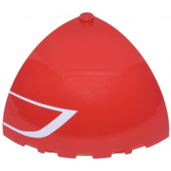 Panel 5 x 5 x 3 1/3 Corner Convex with Curved Top with White Angled Line Pattern Model Left Side: {ярко червен}