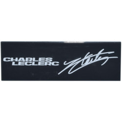Tile 2 x 6 with White 'CHARLES LECLERC' and Signature Pattern: {черен}