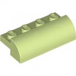 BRICK, 2X4X1, BOW, W/ CUTOUT: {пролетно жълто-зелен}