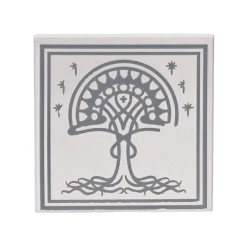 Tile 2 x 2 with Light Bluish Gray Border, Stars and Tree with Roots (White Tree of Gondor) Pattern: {бял}