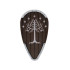 Minifigure, Shield Oval with Silver Stars and Tree (White Tree of Gondor) on Dark Brown Wooden Background Pattern: {умерено каменно сив}