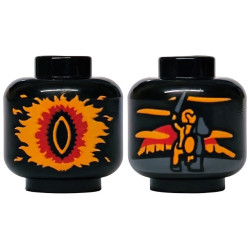Minifigure, Head without Face with Eye of Sauron in Orange and Red Flames, King Theoden with Sword and Horse Pattern (Palantír, Palantir): {черен}