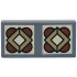 Tile 1 x 2 with 2 Tan Squares with Dark Tan Diamonds and Reddish Brown Semicircles Pattern: {тъмно каменно сив}