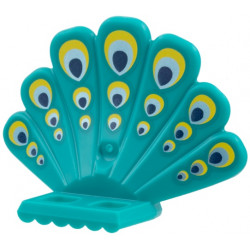 Minifigure Costume Turkey / Peacock Fan Tail with Yellow, Metallic Light Blue, and Dark Blue False Eyes Pattern: {ярко синьо-зелен}