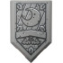 Tile, Modified 2 x 3 Pentagonal with Sign with Moon and Leaves, Dark Bluish Gray and White Outline, Diagonal Lines and Dots Pattern: {умерено каменно сив}