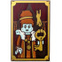 Tile 2 x 3 with Mayor Manor Mayor Portrait with Gold Frame, Key and Cat Hanging in Curtain Pattern: {бял}