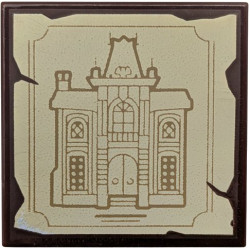 Tile 2 x 2 with Dark Tan Mayor Manor Sketch on Tan Background Pattern: {тъмно кафяв}