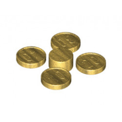 Minifigure, Utensil Coins on Sprue (10, 20, 30, 40) Type 1: {хромирано златист}