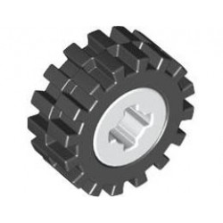 Wheel 8mm D. x 6mm with Black Tire 15mm D. x 6mm Offset Tread Small (4624 / 3641): {бял}