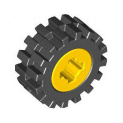 Wheel 8mm D. x 6mm with Black Tire 15mm D. x 6mm Offset Tread Small (4624 / 3641): {ярко жълт}