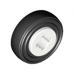 Wheel 8mm D. x 6mm with Black Tire 14mm D. x 4mm Smooth Small Single (4624 / 3139): {бял}