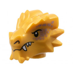 Minifigure, Head, Modified Dragon with Black Eyes and Nostrils, Copper Scales, White Sharp Teeth Pattern: {топло златист}