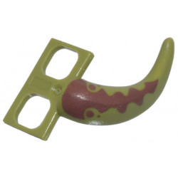 Minifigure Costume Tail Dinosaur with Reddish Brown Stripes and Dots Pattern: {маслинено зелен}
