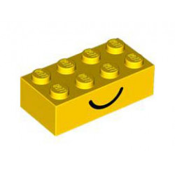 Brick 2 x 4 with Smile and Frown Pattern on Opposite Sides: {ярко жълт}