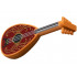 Minifigure, Utensil Musical Instrument, Lute with Black Neck, Silver Strings, and Dark Red Body with Gold Filigree Trim Pattern: {умерен нуга}
