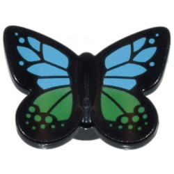 Butterfly with Stud Holder with Medium Azure and Bright Green Wings Pattern: {черен}